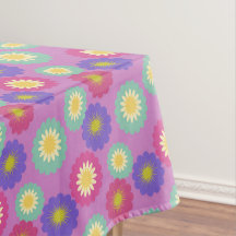 Kleurrijk Retro Bloemmotief Paars Roze Groen