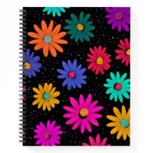 Kleurrijk Retro Bloemmotief Spiraal Notebook