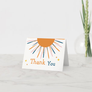 Kleurrijk Retro Boho Sunshine Baby shower Bedankkaart