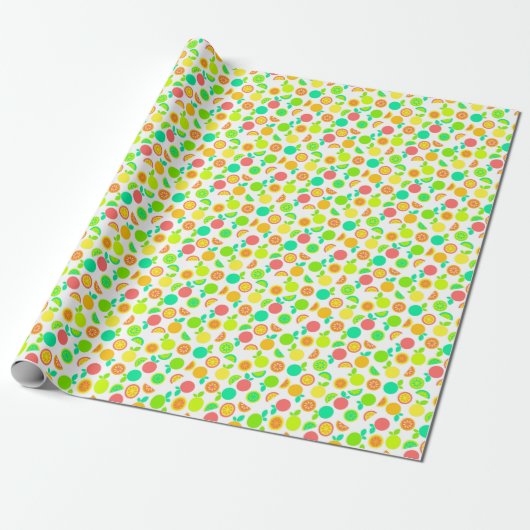 Kleurrijk Retro Citrus Fruit Wrapping Papier (Uitgerold)