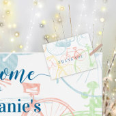 Kleurrijk Retro  fietspatroon Dank u Briefkaart