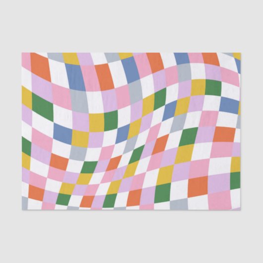 Kleurrijk Retro Geometrisch Golvend geruit patroon Tissuepapier (Voorkant)