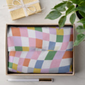 Kleurrijk Retro Geometrisch Golvend geruit patroon Tissuepapier (Geschenk)