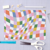 Kleurrijk Retro Geometrisch Golvend geruit patroon Tissuepapier (Craft)