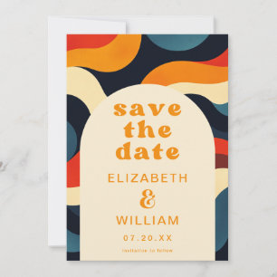 Kleurrijk Retro Golvend Boho Bruiloft Save The Date
