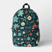 Kleurrijk retro kerstpatroon bedrukte rugzak (Voorkant)