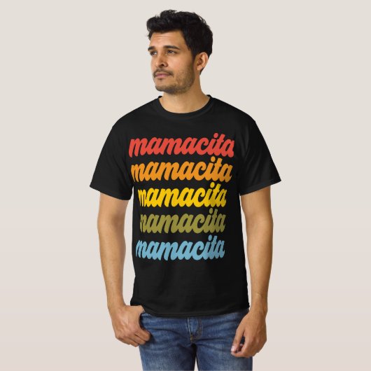 Kleurrijk Retro Mamacita ontwerp T-shirt (Voorkant volledig)
