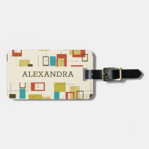Kleurrijk retro Mid-Century geometrisch patroon Bagagelabel