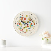 Kleurrijk Retro Mid-Century geometrisch patroon Grote Klok (Huis)