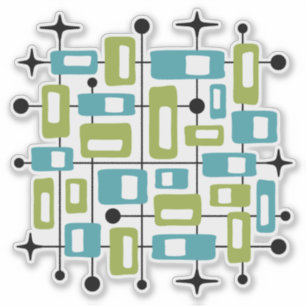 Kleurrijk Retro Midden Jaren 50 Modern Atomair Abs Sticker