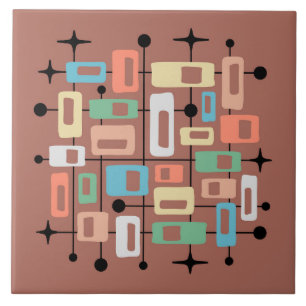 Kleurrijk Retro Midden Jaren Vijftig Modern Atomai Tegeltje