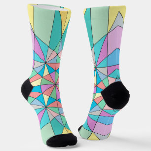 Kleurrijk retro Pastel Mozaïek Driehoek Ster Patro Sokken