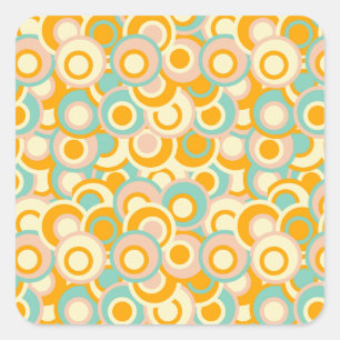Kleurrijk retro patroon in pasteltinten oranje vierkante sticker