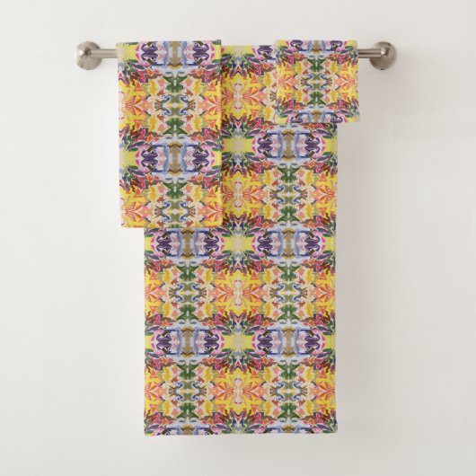 Kleurrijk Retro Psychodelisch Kaleidoscoop Abstrac Bad Handdoek (Insitu)