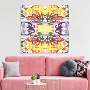 Kleurrijk Retro Psychodelisch Kaleidoscoop Abstrac Canvas Afdruk