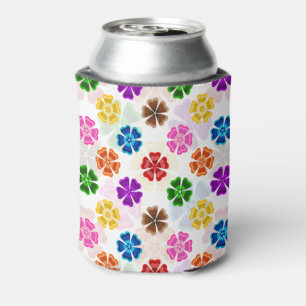 Kleurrijk Retro Regenboog Bloemen Design Wit Blikjeskoeler