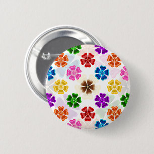 Kleurrijk Retro Regenboog Bloemen Design Wit Ronde Button 5,7 Cm