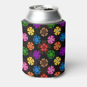 Kleurrijk Retro Regenboog Bloemen Design Zwart Blikjeskoeler