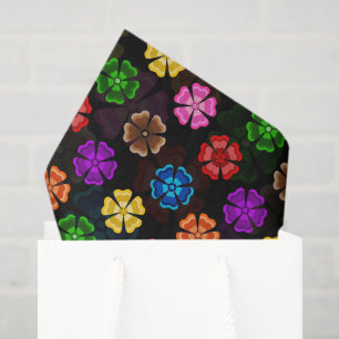 Kleurrijk Retro Regenboog Bloemen Design Zwart Tissuepapier