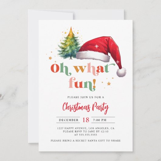 Kleurrijk retro script op wat een leuk kerstfeest kaart (Voorkant)