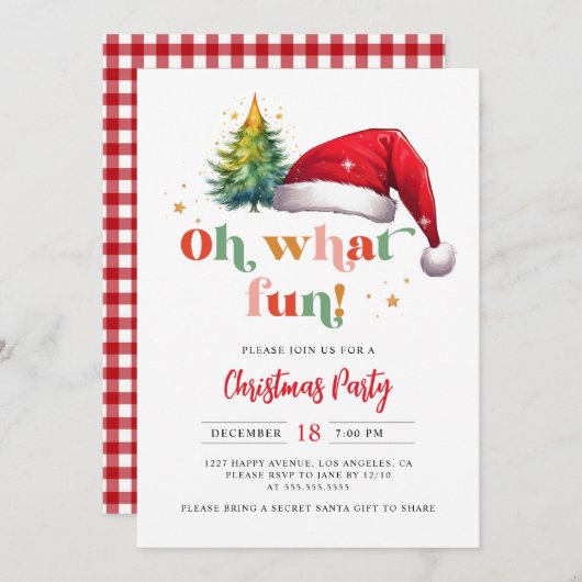 Kleurrijk retro script op wat een leuk kerstfeest kaart (Voorkant / Achterkant)