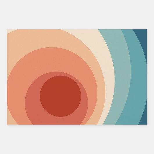 Kleurrijk retro stijl cirkels ontwerp inpakpapier vel (Voorkant 3)