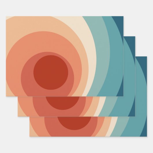 Kleurrijk retro stijl cirkels ontwerp inpakpapier vel (Set)