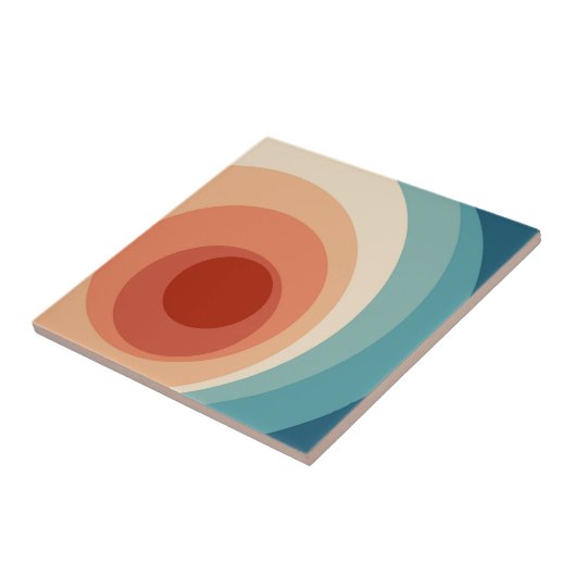 Kleurrijk retro stijl cirkels ontwerp tegeltje (Zijkant)