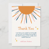 Kleurrijk Retro Sunshine Baby shower Bedankkaart (Voorkant)
