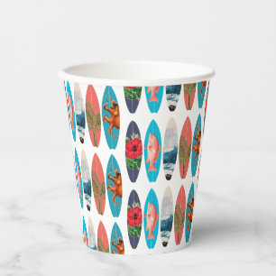 Kleurrijk Retro Surfplanken Patroon Papieren Bekers
