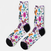 Kleurrijk Retro Vlinders Patroon Sokken (Links)