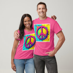 Kleurrijk Retro Vredesteken T-shirt
