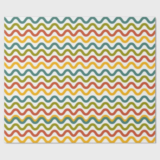 Kleurrijk Retro Wavy Line Pattern Wrapping Paper Cadeaupapier (Vlak)