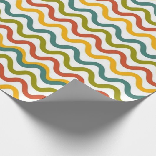 Kleurrijk Retro Wavy Line Pattern Wrapping Paper Cadeaupapier (Hoek)