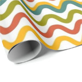 Kleurrijk Retro Wavy Line Pattern Wrapping Paper Cadeaupapier (Rol Hoek)