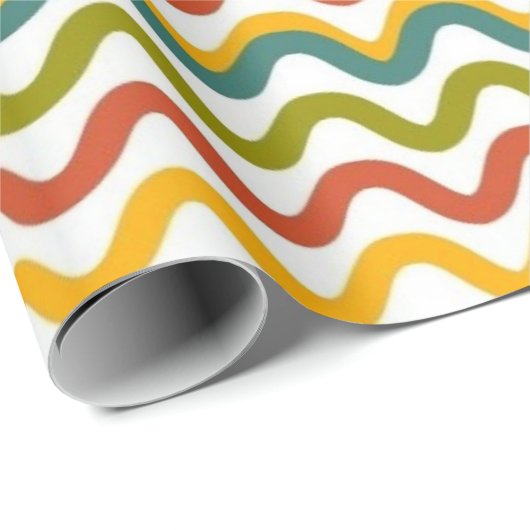 Kleurrijk Retro Wavy Line Pattern Wrapping Paper Cadeaupapier (Rol Hoek)