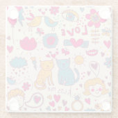 Kleurrijk romantisch patroon glazen onderzetter (Achterkant)