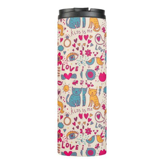 Kleurrijk romantisch patroon thermosbeker (Achterkant)
