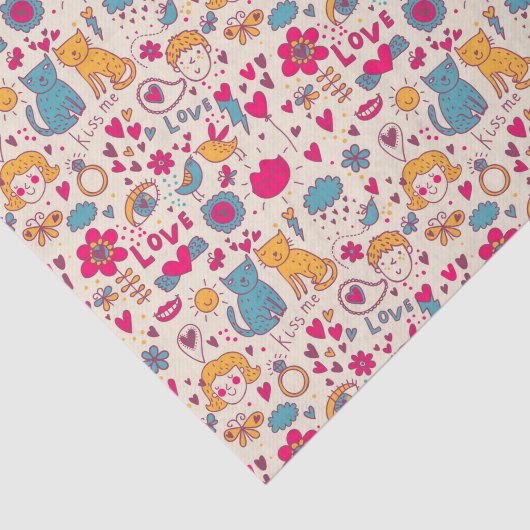 Kleurrijk romantisch patroon tissuepapier (Detail)