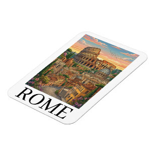 Kleurrijk Rome Italië Colosseum Vintage Reis Kunst Magneet
