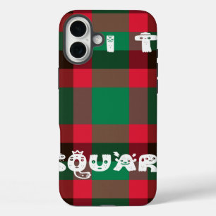 Kleurrijk rood en groen tartan geblazen vormgeving iPhone 16 plus hoesje