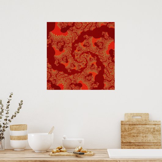 Kleurrijk rood en Oranje fractal Poster (Keuken)