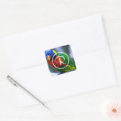 Kleurrijk rood groen blauw loriket vogel monogram vierkante sticker (Envelop)