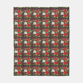 Kleurrijk Rood Wit Poinsettia Quiltpatroon Fleece Deken
