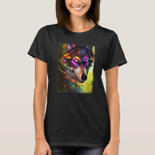 Kleurrijk roofdier met wolfkop 5 t-shirt