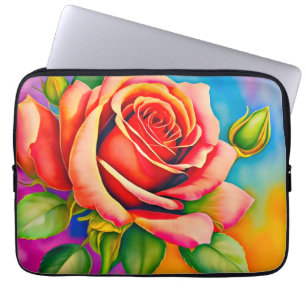 Kleurrijk Roos Bloem Digitaal Schilderen Laptop Sleeve
