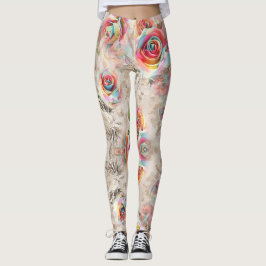 Kleurrijk roos en bloemmotief leggings