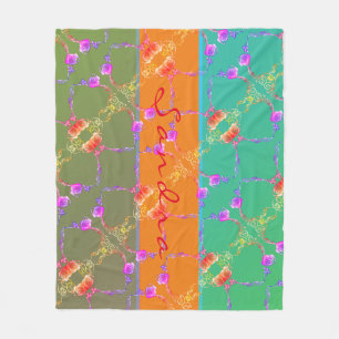 Kleurrijk Roos Haalt met haar naam Leece Blank Fleece Deken