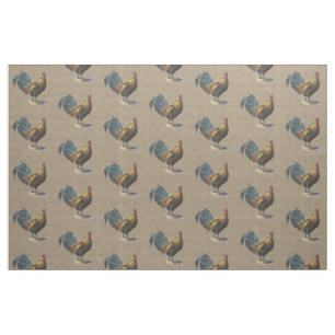 kleurrijk rooster op Faux Jute Burlap patroon Stof