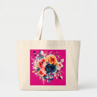 Kleurrijk Rose boeket met bladeren en twijgen Grote Tote Bag